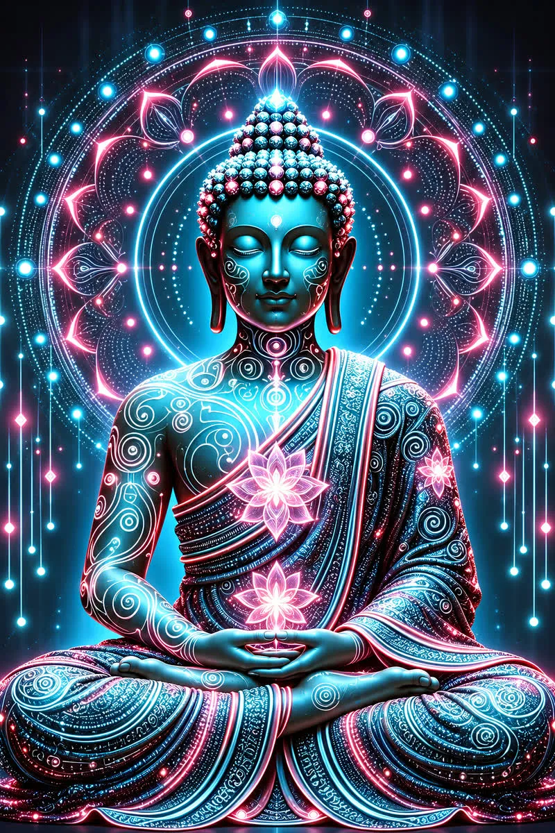 Buddha, Cyber Art poster by 7th ART