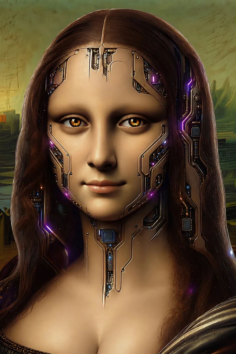 Mona Lisa, Cyber Art poster by 7th ART