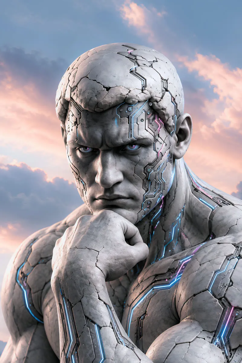 The Thinker, Cyber Art poster by 7th ART