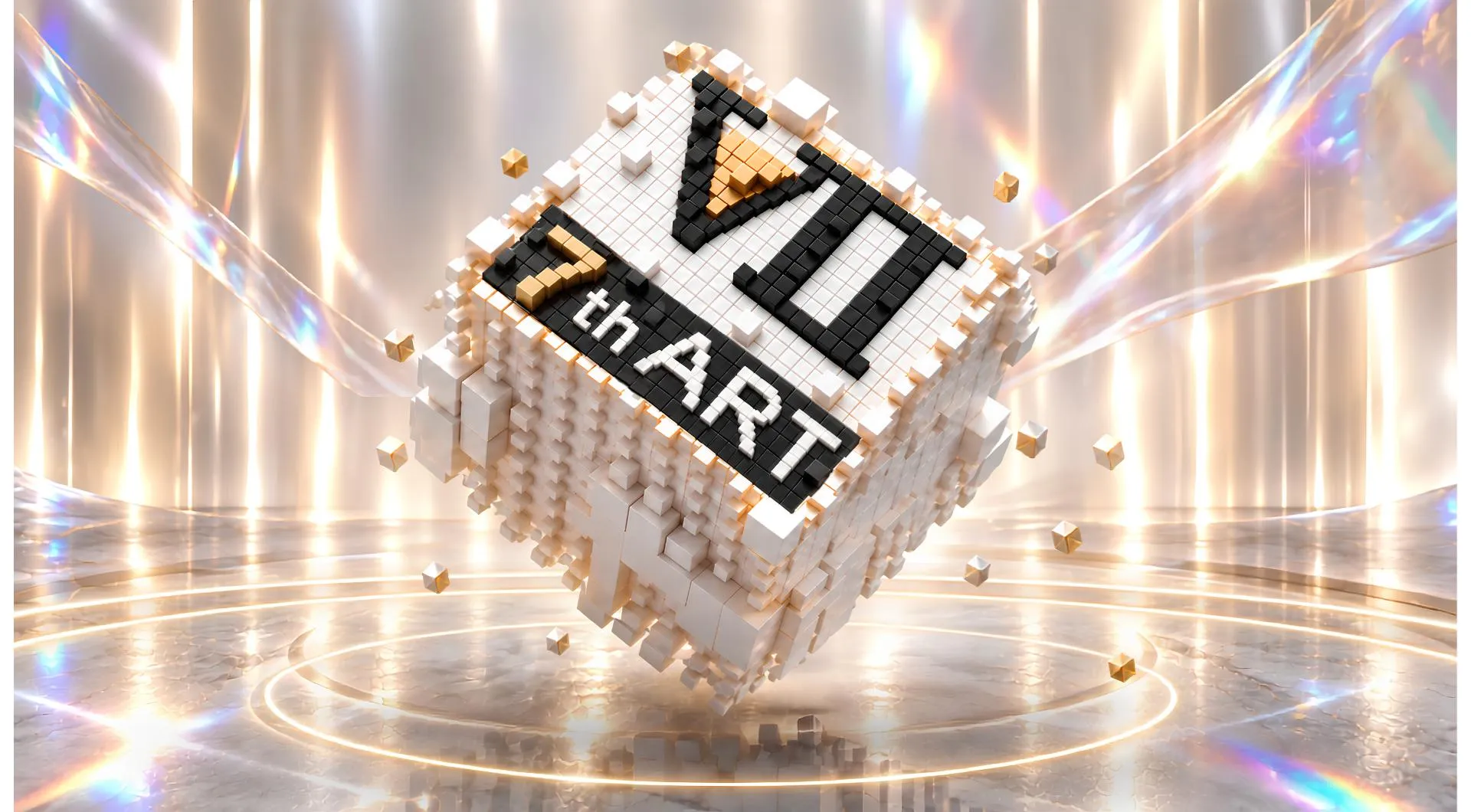 7th ART book cover design studio logo as a 3D cube