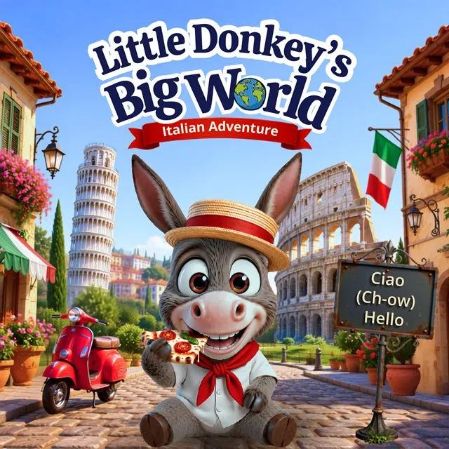 Little Donkey's Big World: Italian Adventure picture book cover