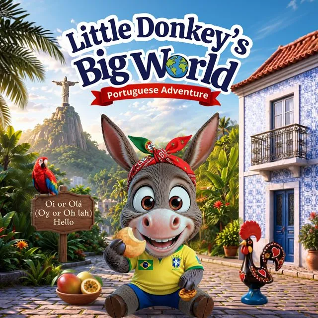 Little Donkey's Big World: Portuguese Adventure picture book cover
